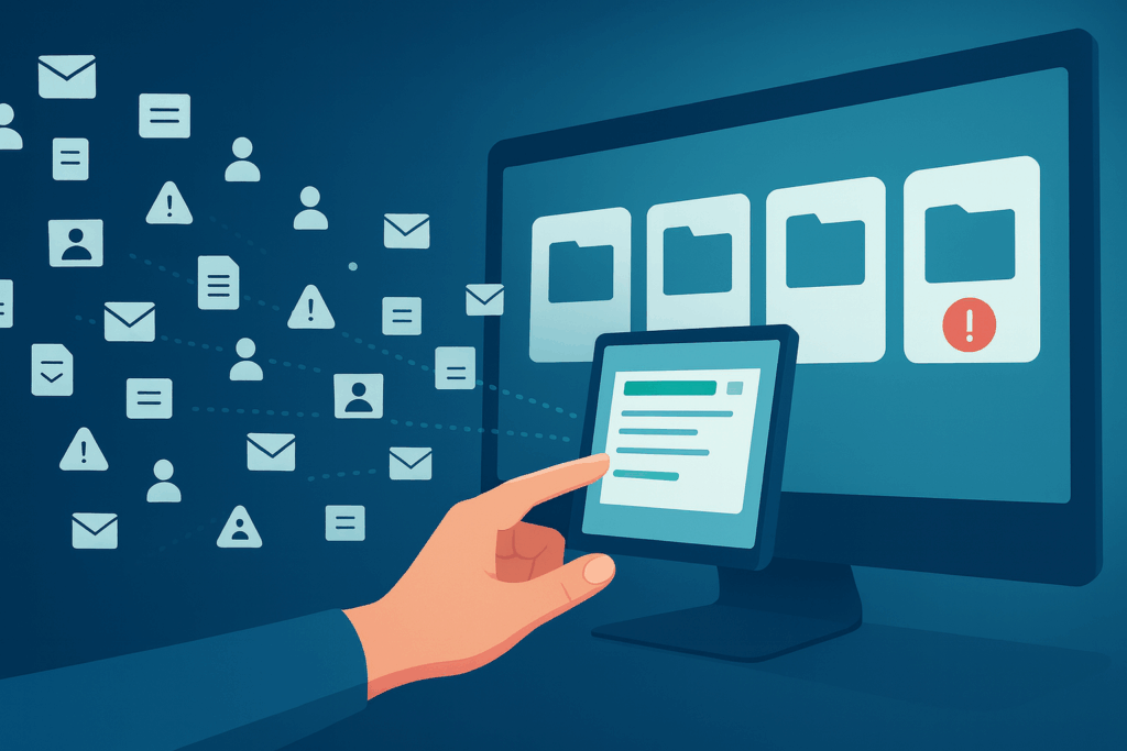 visual of data flowing into a digital system