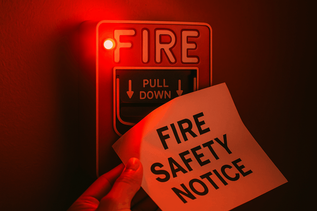 close-up photograph of a fire alarm pull station