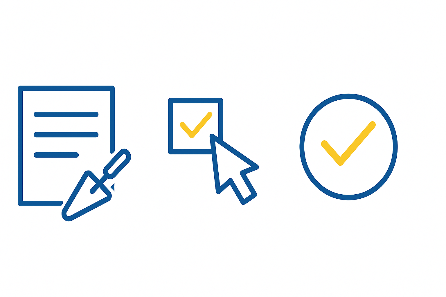 Flat call-to-action illustration showing a registration form icon with a tick and cursor, encouraging SkillBuild sign-ups