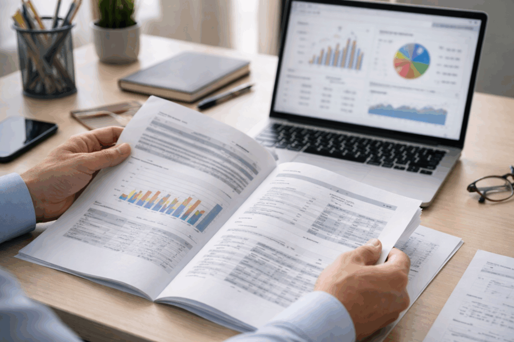 Regulator data review showing fire safety remediation in England risks, with report pages and a laptop displaying blurred charts