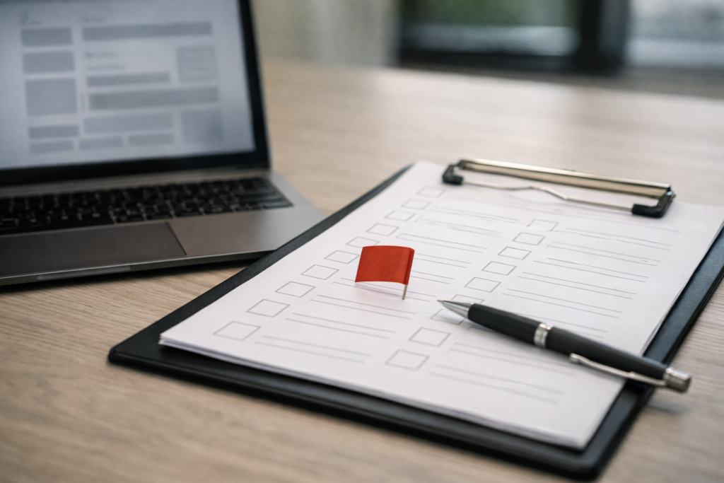 Building safety checklist and flagged submission items during a compliance validation review. Legacy Schemes.