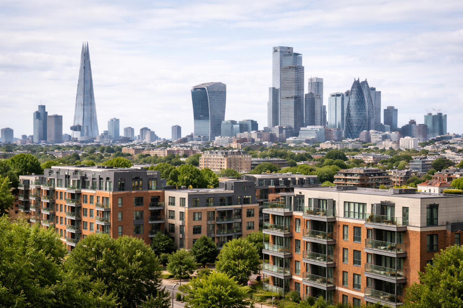 London skyline on a bright but slightly overcast day